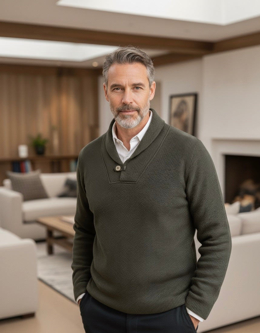 Camisola Botão Verde texturado