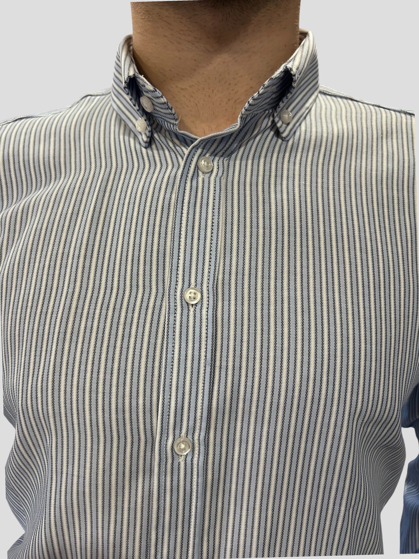 Camisa Regular Fit Risca Azul