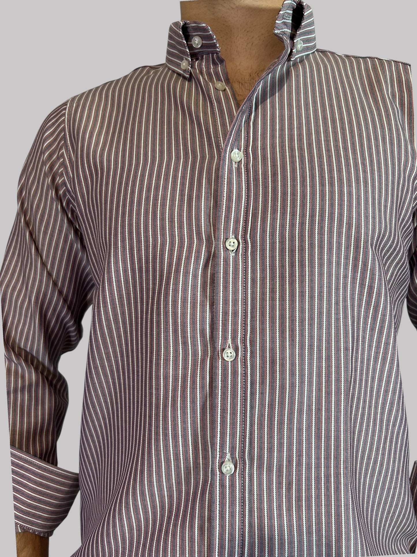 Camisa Regular Fit Risca Vermelha