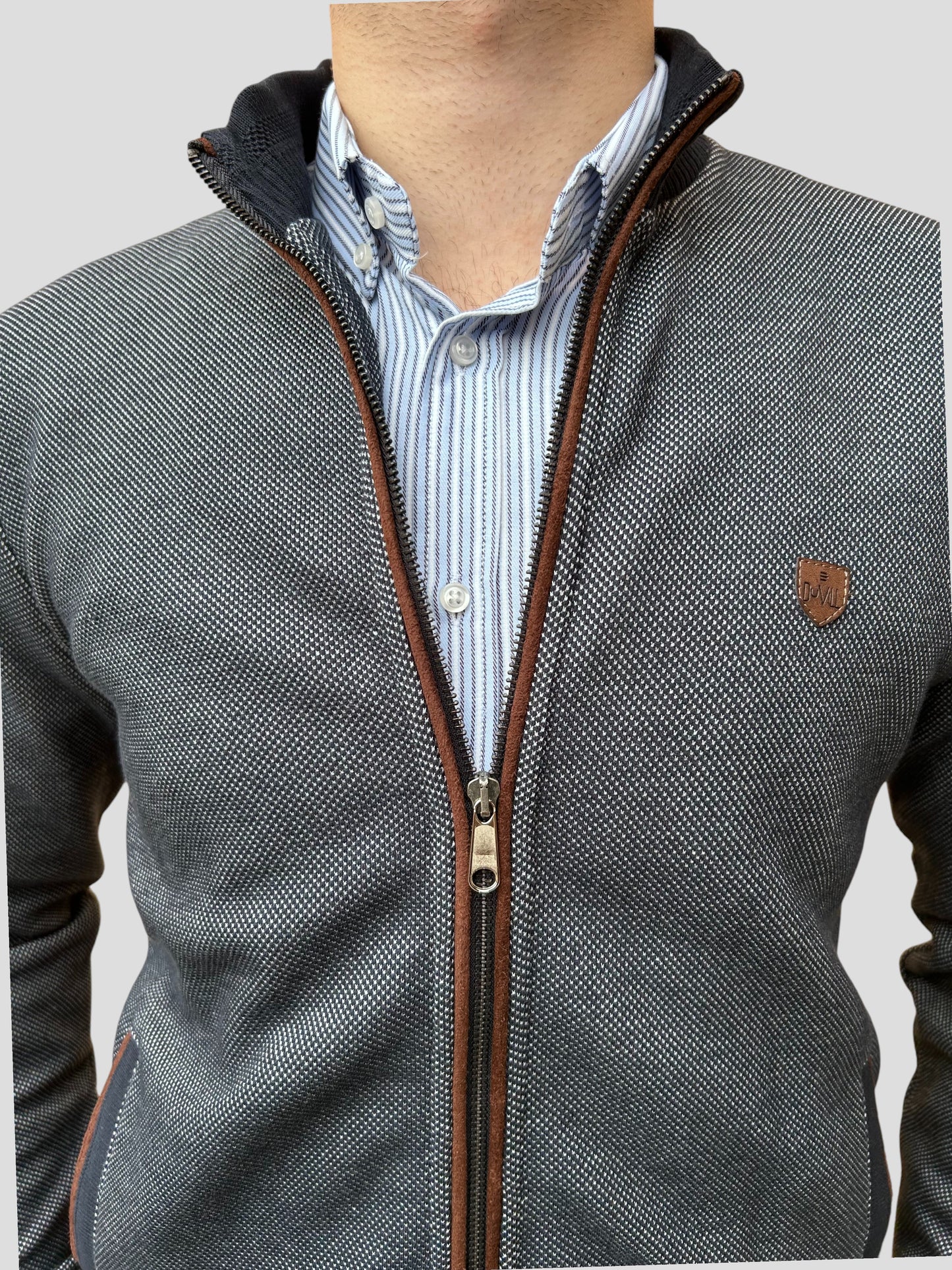 Casaco Fecho Azul Mescla Cardado