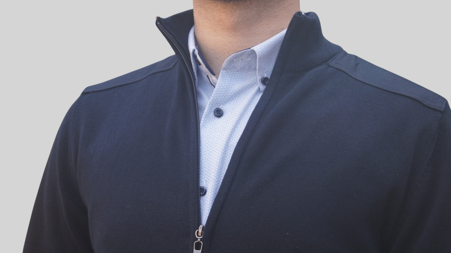 Casaco Malha Fecho Azul