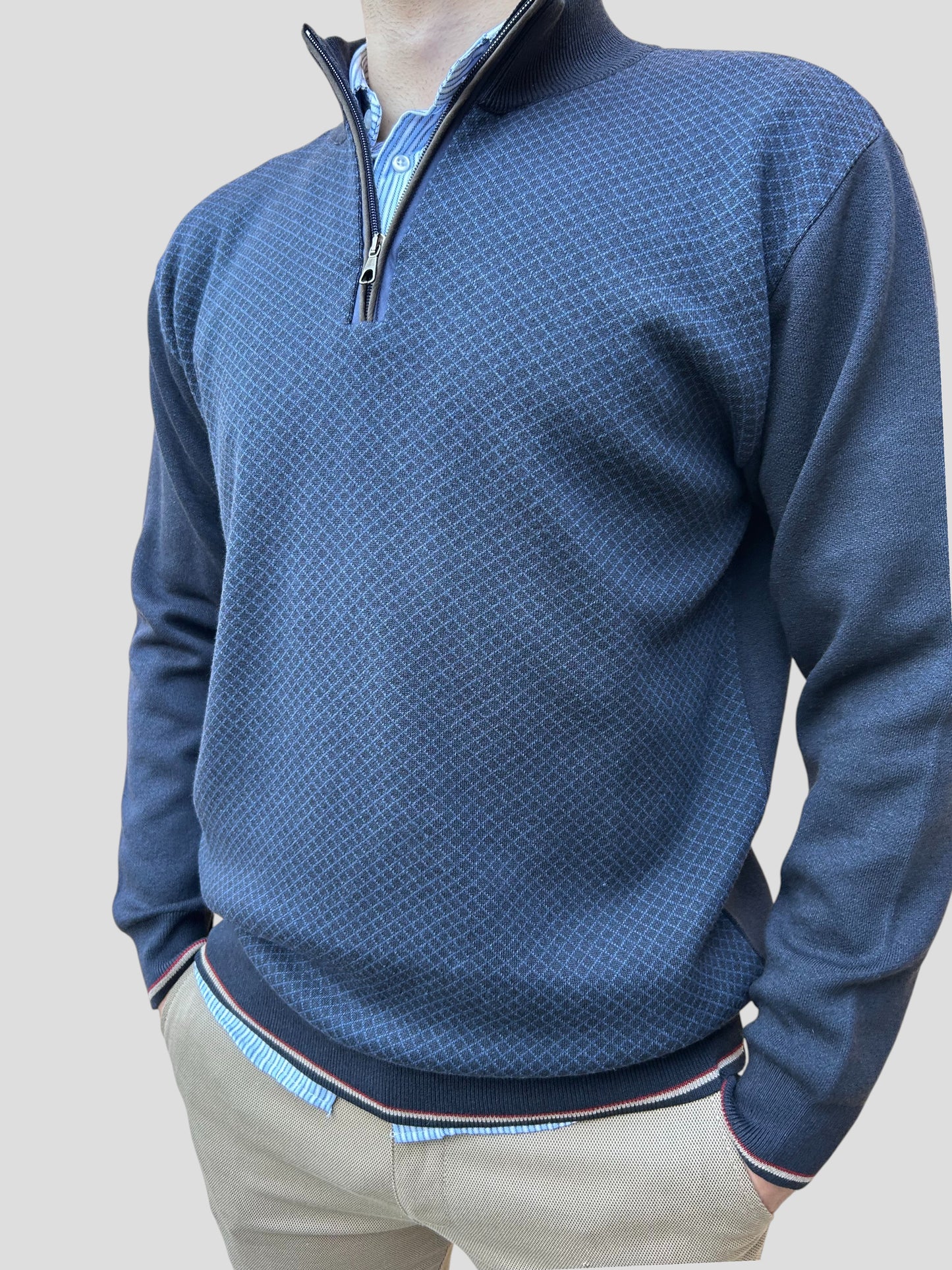 Malha Fecho Losango azul