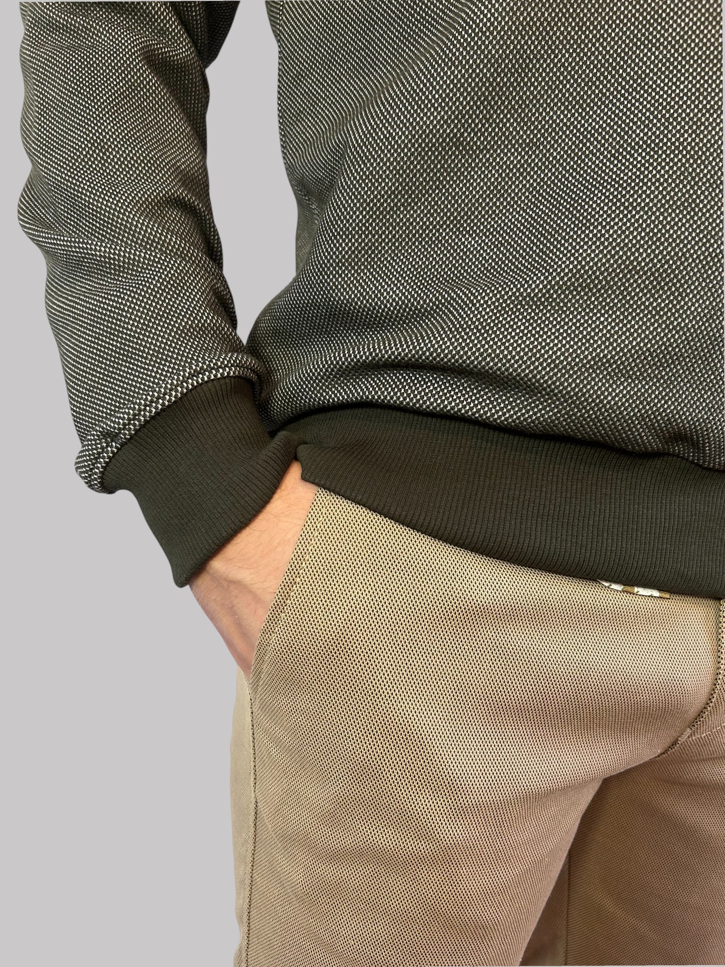 Polo Manga Comprida Verde mescla