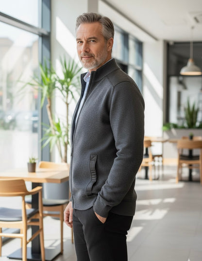 Casaco Malha Fecho Cinza