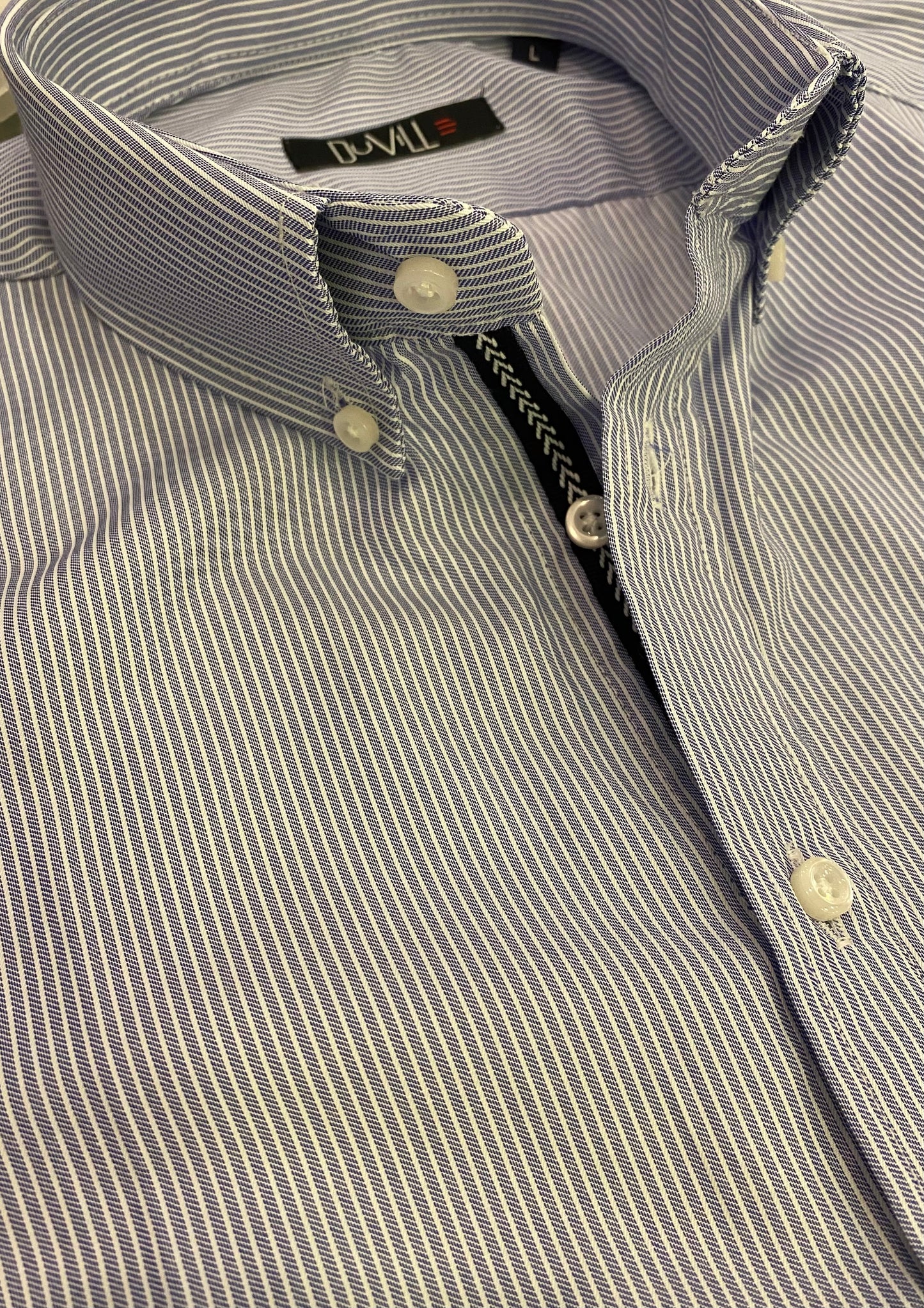 Camisa Slim Fit Risca Azul