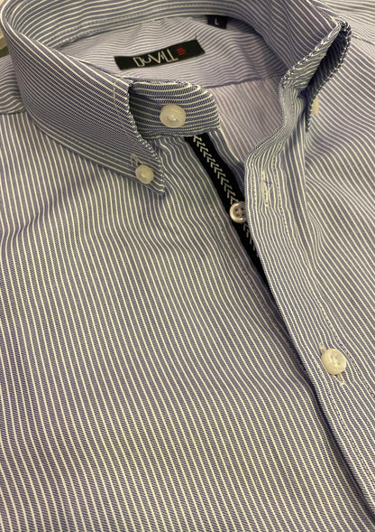 Camisa Slim Fit Risca Azul