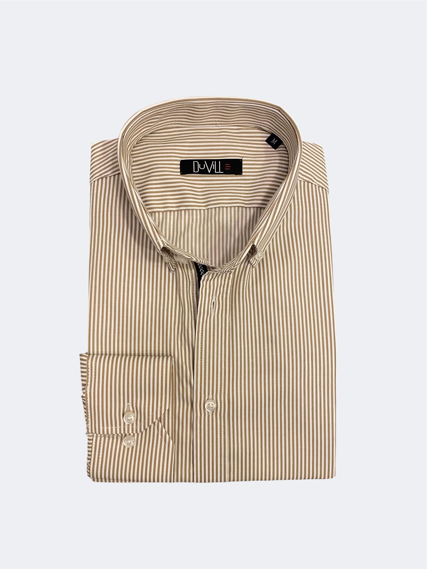 Camisa Slim Fit Risca Bege