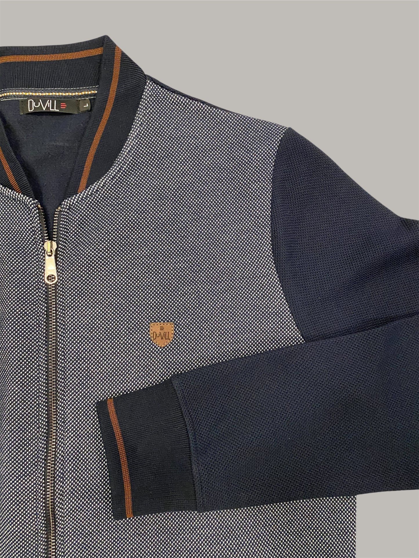 Casaco Fecho Mescla Azul Cardado