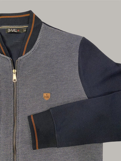 Casaco Fecho Mescla Azul Cardado