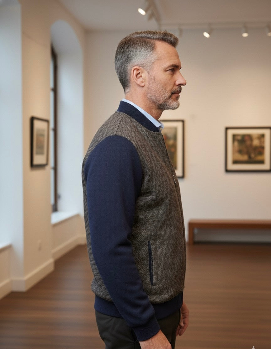 Casaco Fecho Castanho Mescla Cardado