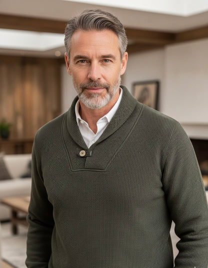 Camisola Botão Verde texturado