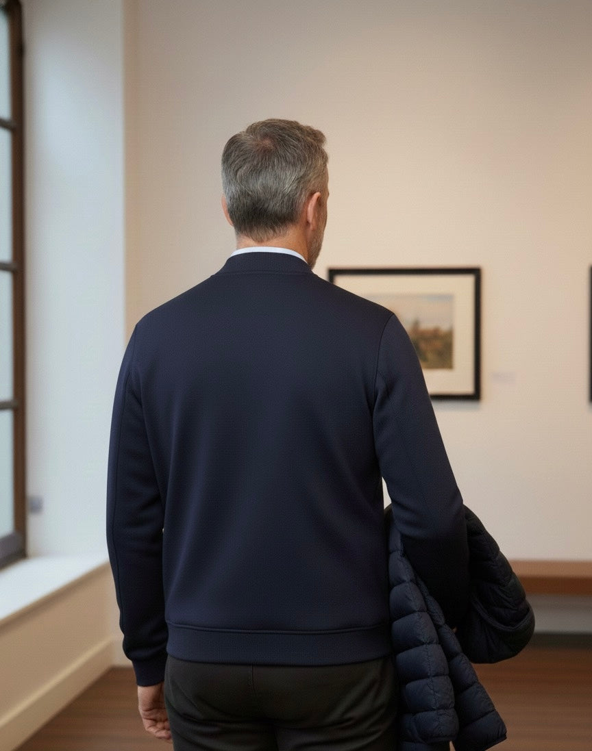 Casaco Fecho Castanho Mescla Cardado