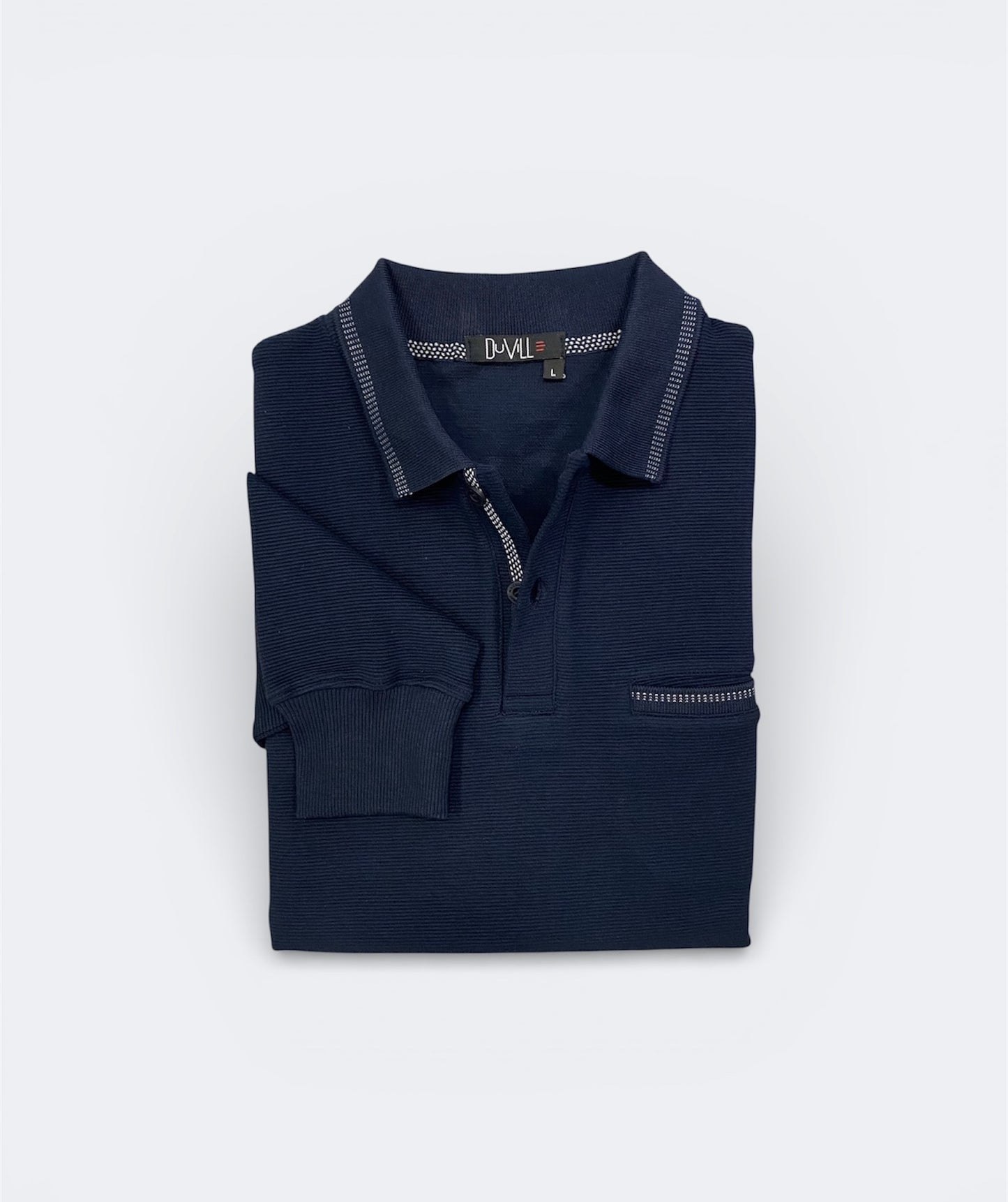 Polo botão Manga Comprida  Azul