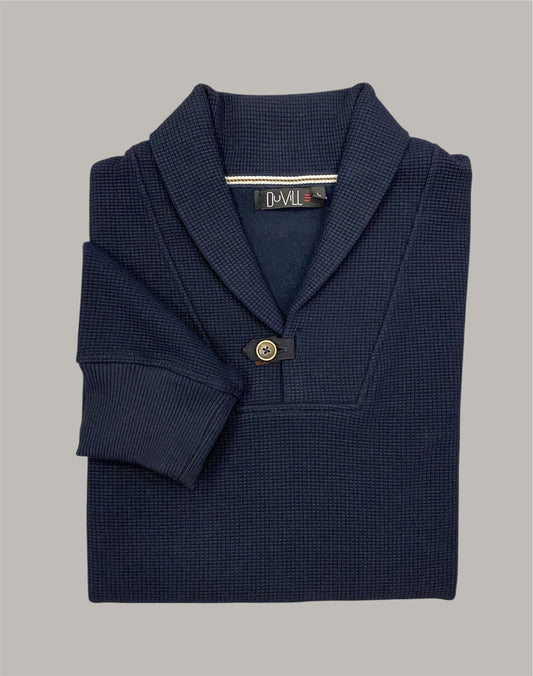 Camisola Botão Azul texturado