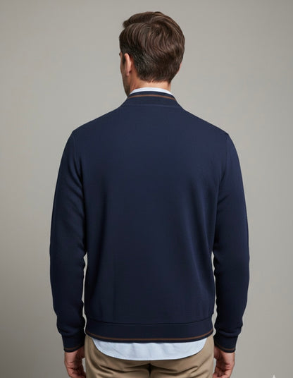 Casaco Fecho Mescla Azul Cardado