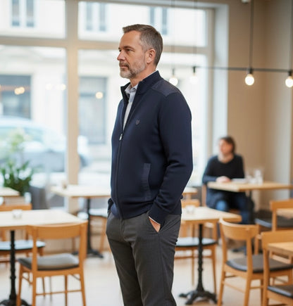 Casaco Malha Fecho Azul