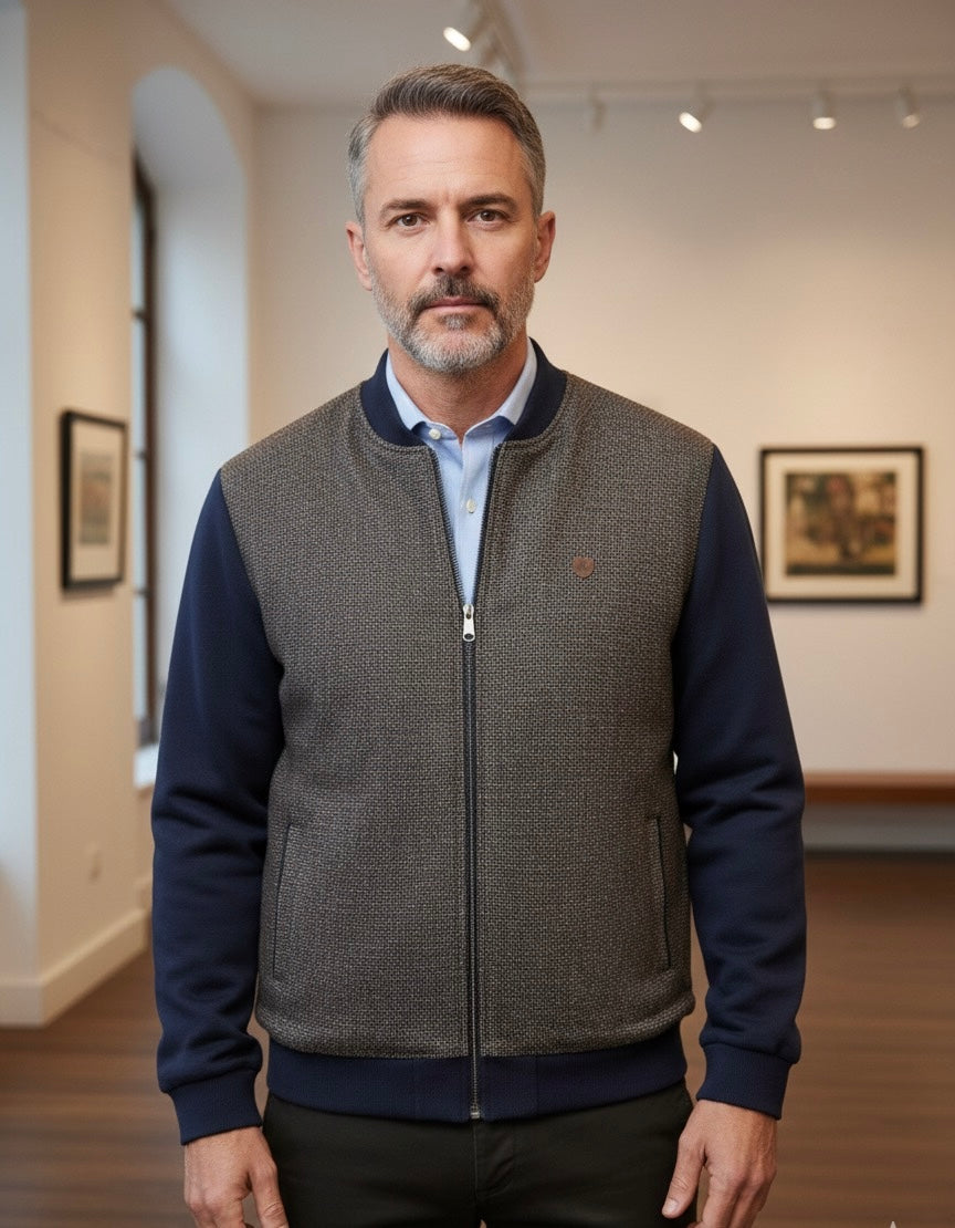 Casaco Fecho Castanho Mescla Cardado