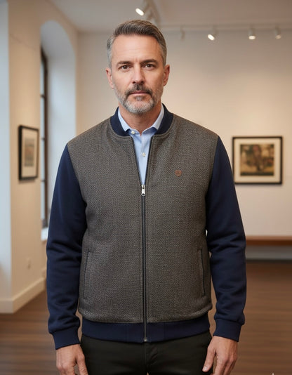 Casaco Fecho Castanho Mescla Cardado