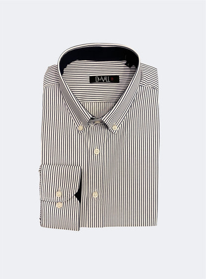 Camisa Regular Fit Risca Azul