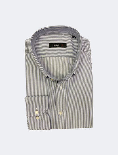 Camisa Slim Fit Risca Azul