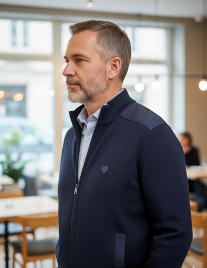 Casaco Malha Fecho Azul