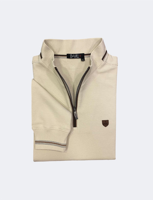 Polo Fecho Manga Comprida Bege