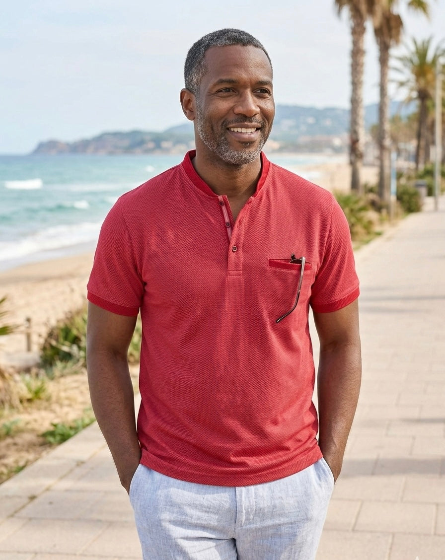 Polo Manga Curta -. Regular Fit - Vermelho