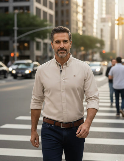 Camisa Slim Fit Bege