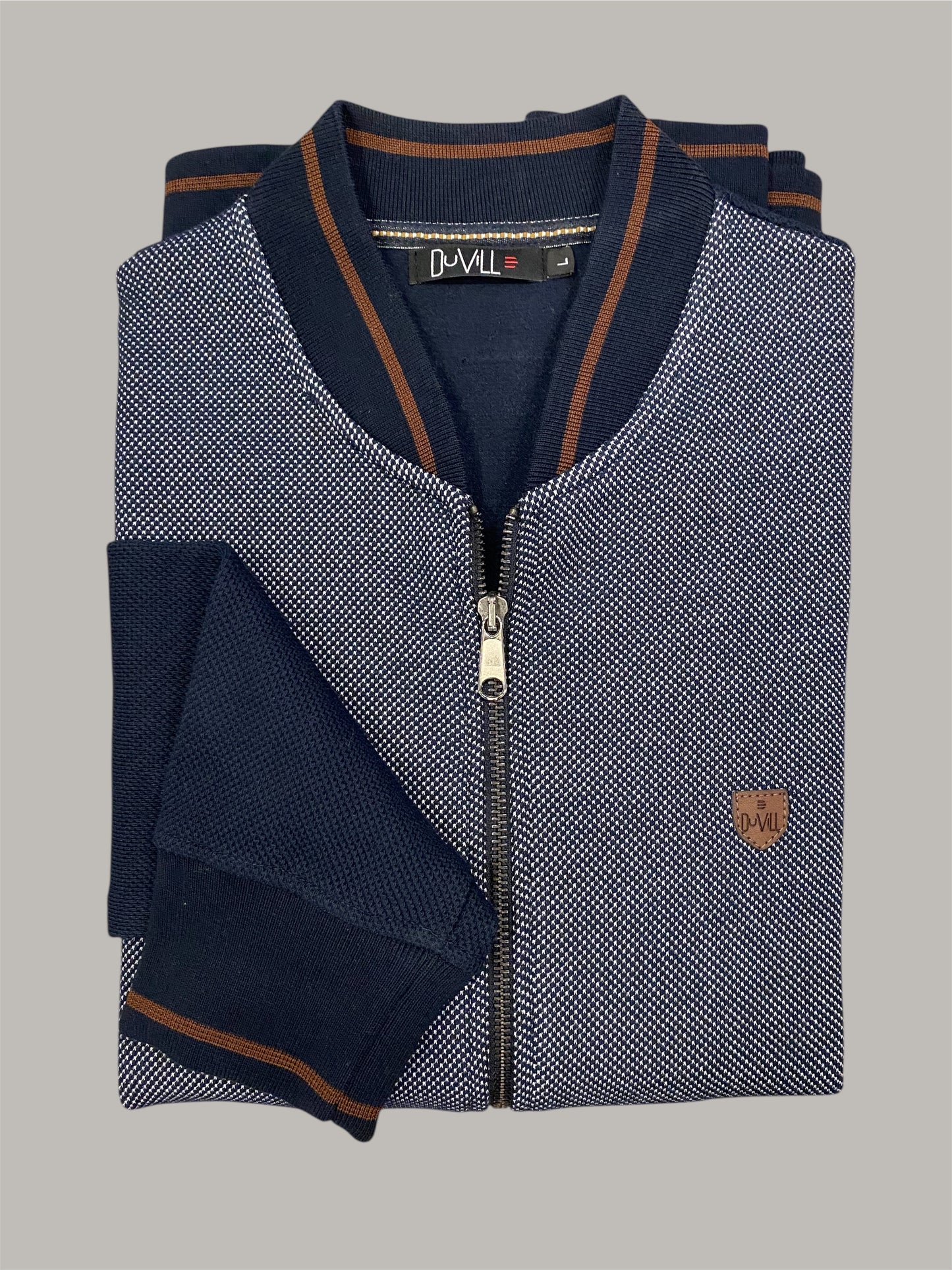 Casaco Fecho Mescla Azul Cardado