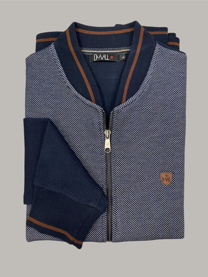 Casaco Fecho Mescla Azul Cardado