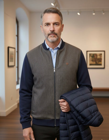 Casaco Fecho Castanho Mescla Cardado