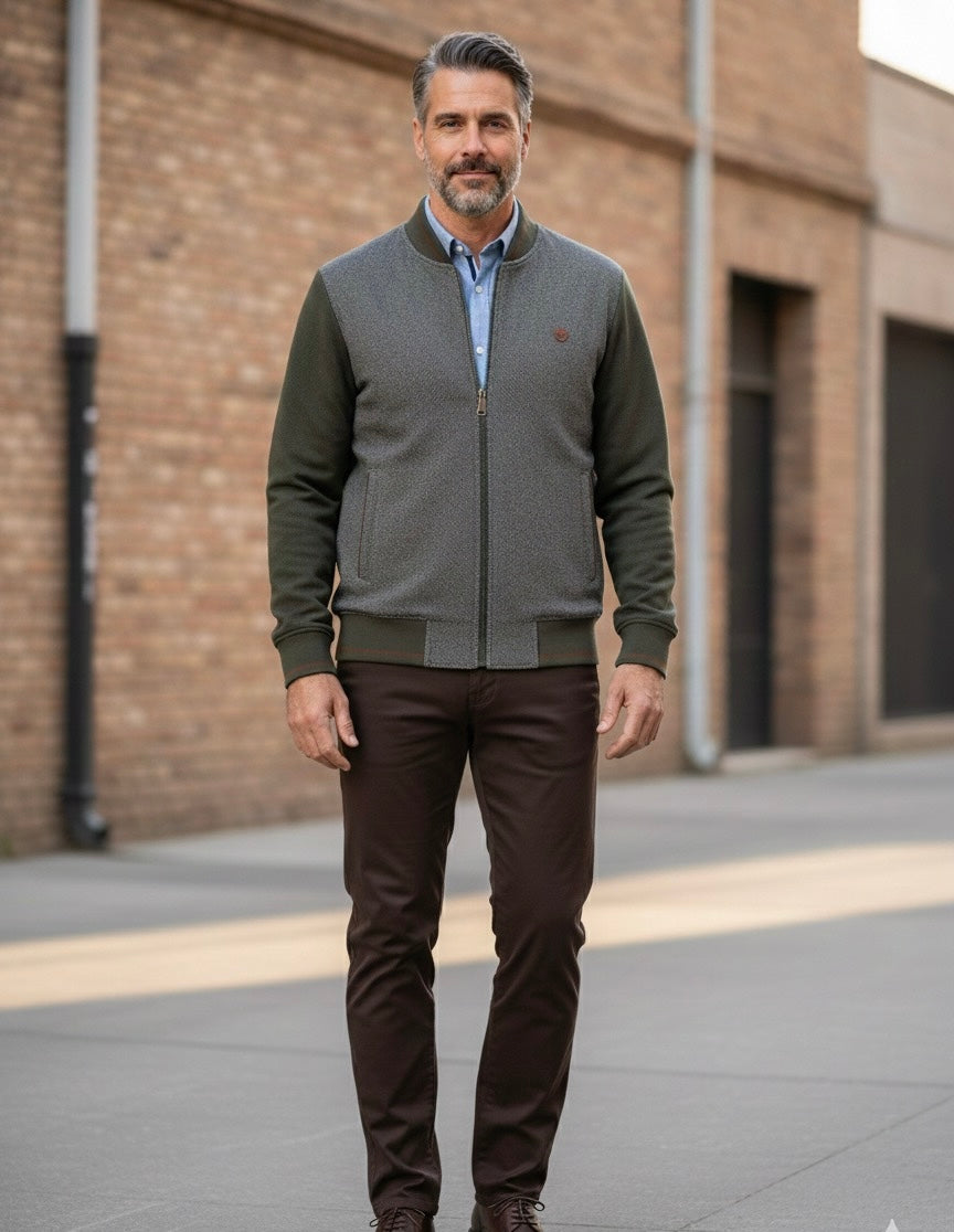 Casaco Fecho Mescla Verde Cardado