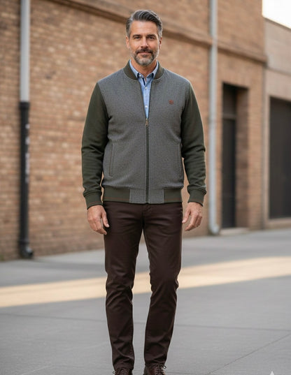 Casaco Fecho Mescla Verde Cardado