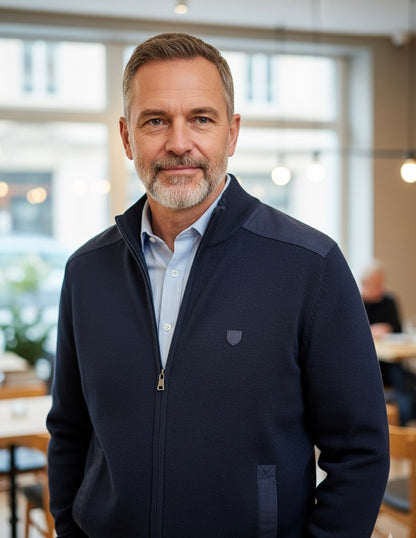 Casaco Malha Fecho Azul