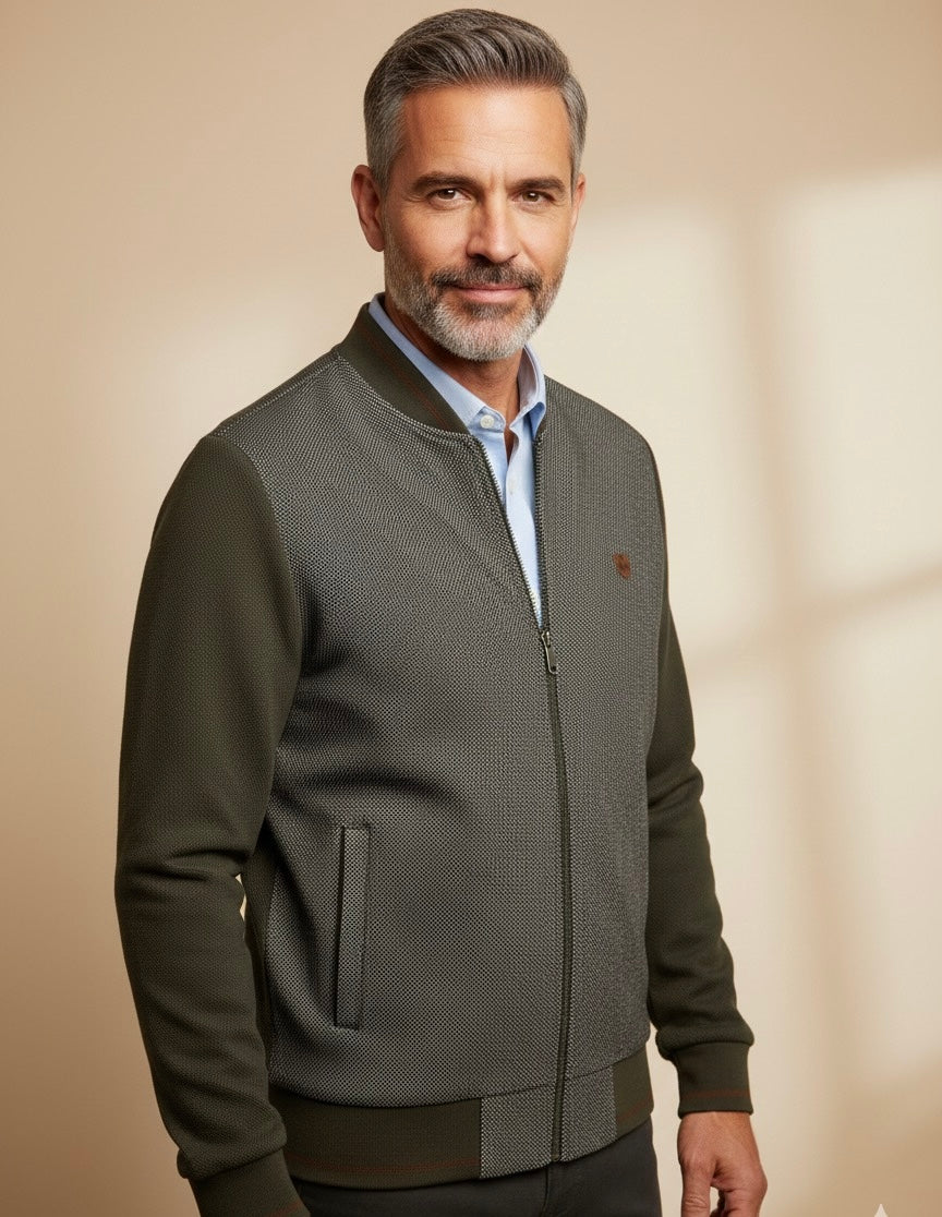 Casaco Fecho Mescla Verde Cardado