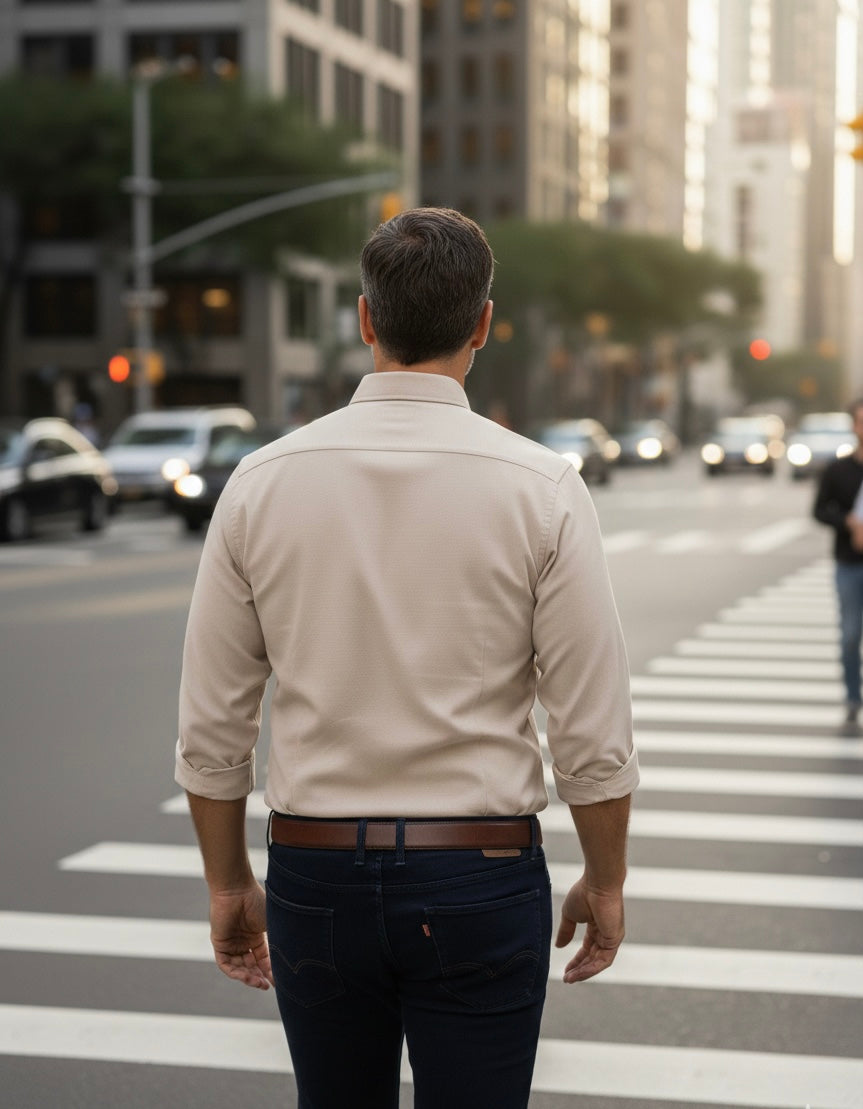 Camisa Slim Fit Bege