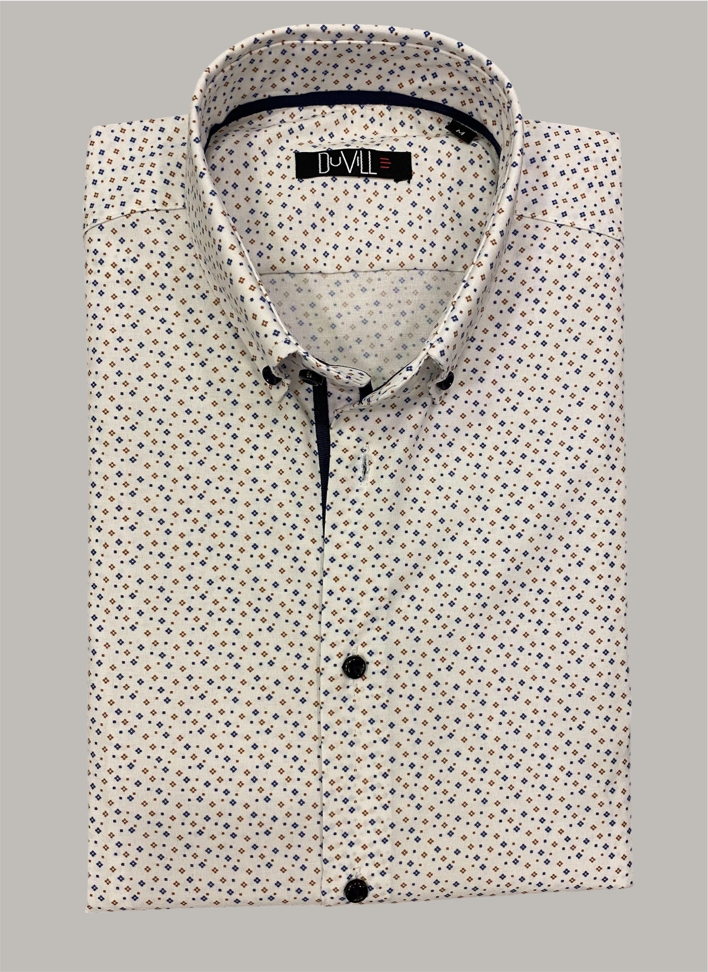 Slim Fit - desenho tipo flor em tons de castanho e azul