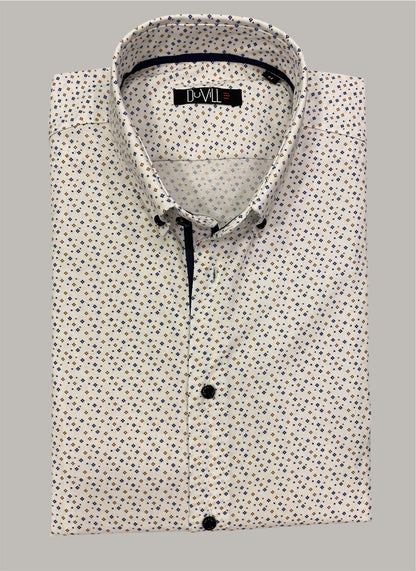 Slim Fit - desenho tipo flor em tons de castanho e azul