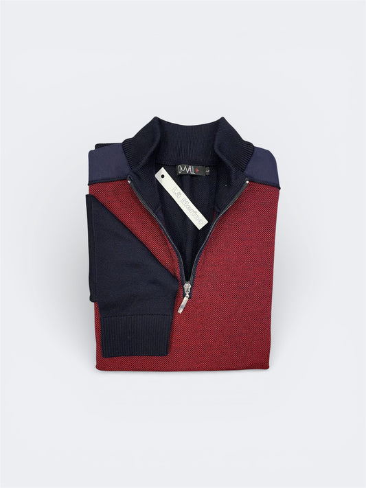 Camisola de Fecho Lã Merino Bordo