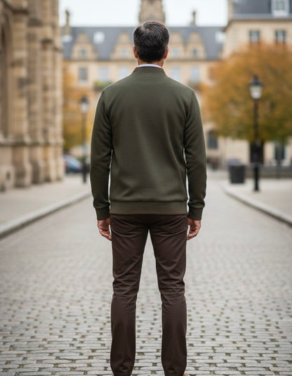 Casaco Fecho Mescla Verde Cardado