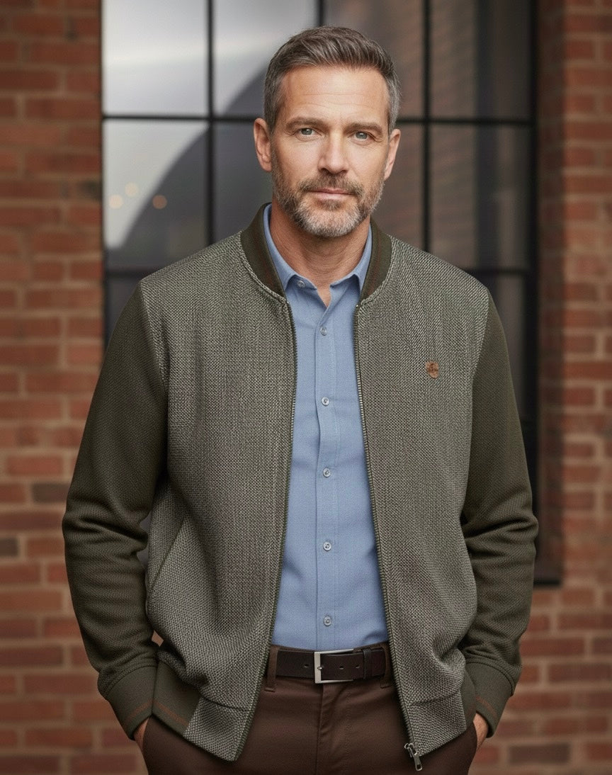 Casaco Fecho Mescla Verde Cardado