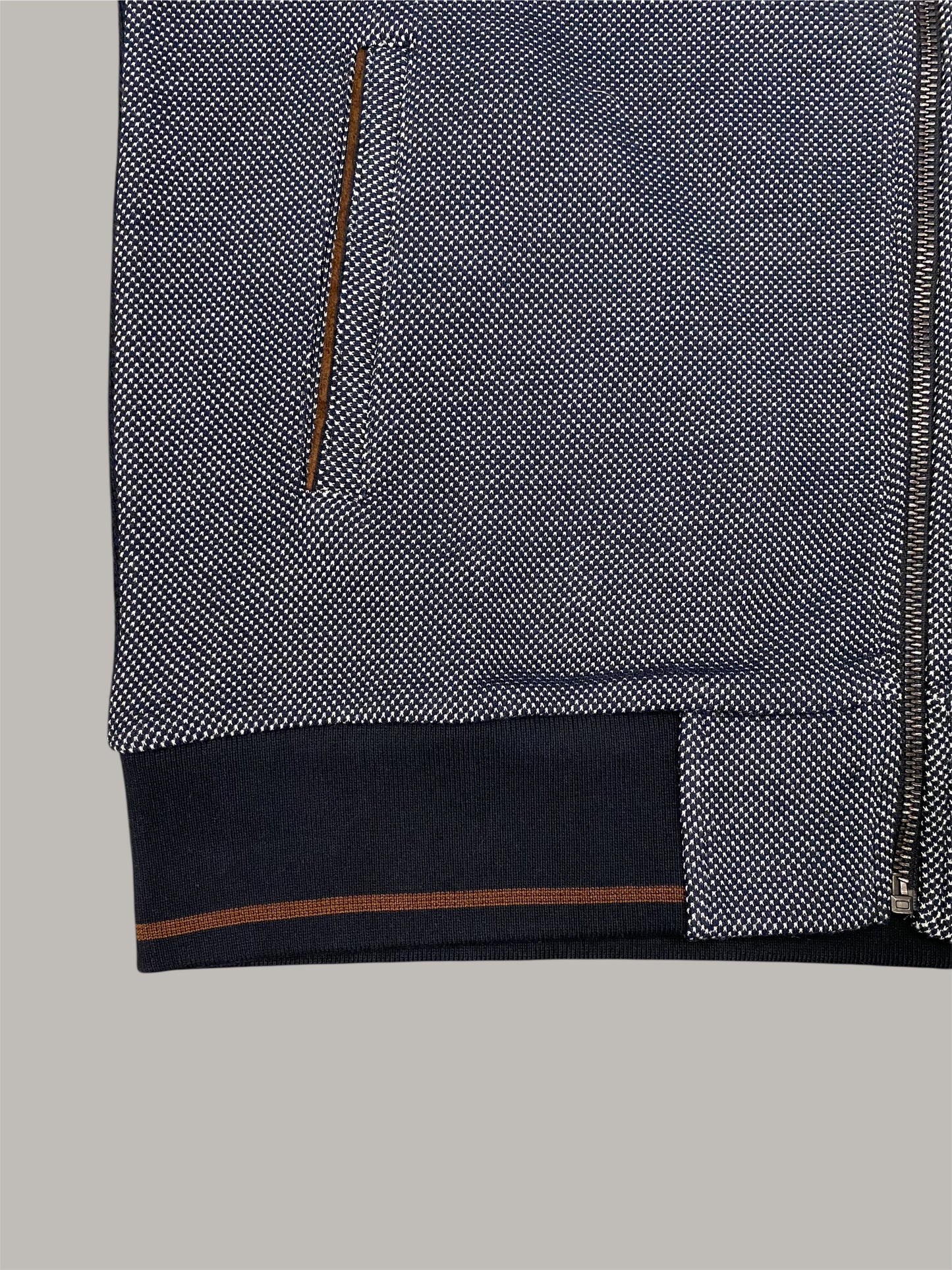 Casaco Fecho Mescla Azul Cardado