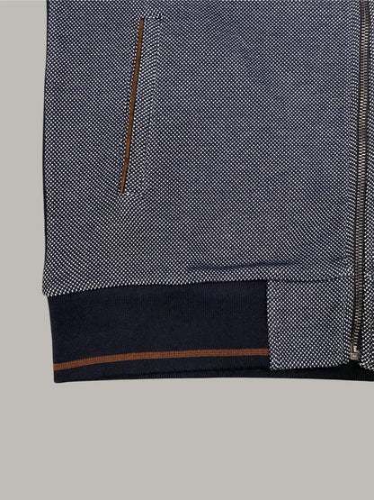 Casaco Fecho Mescla Azul Cardado