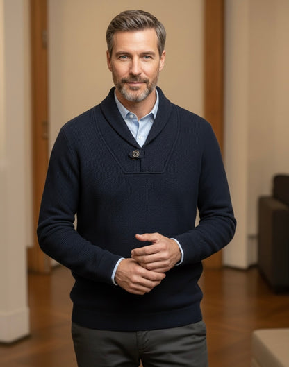 Camisola Botão Azul texturado