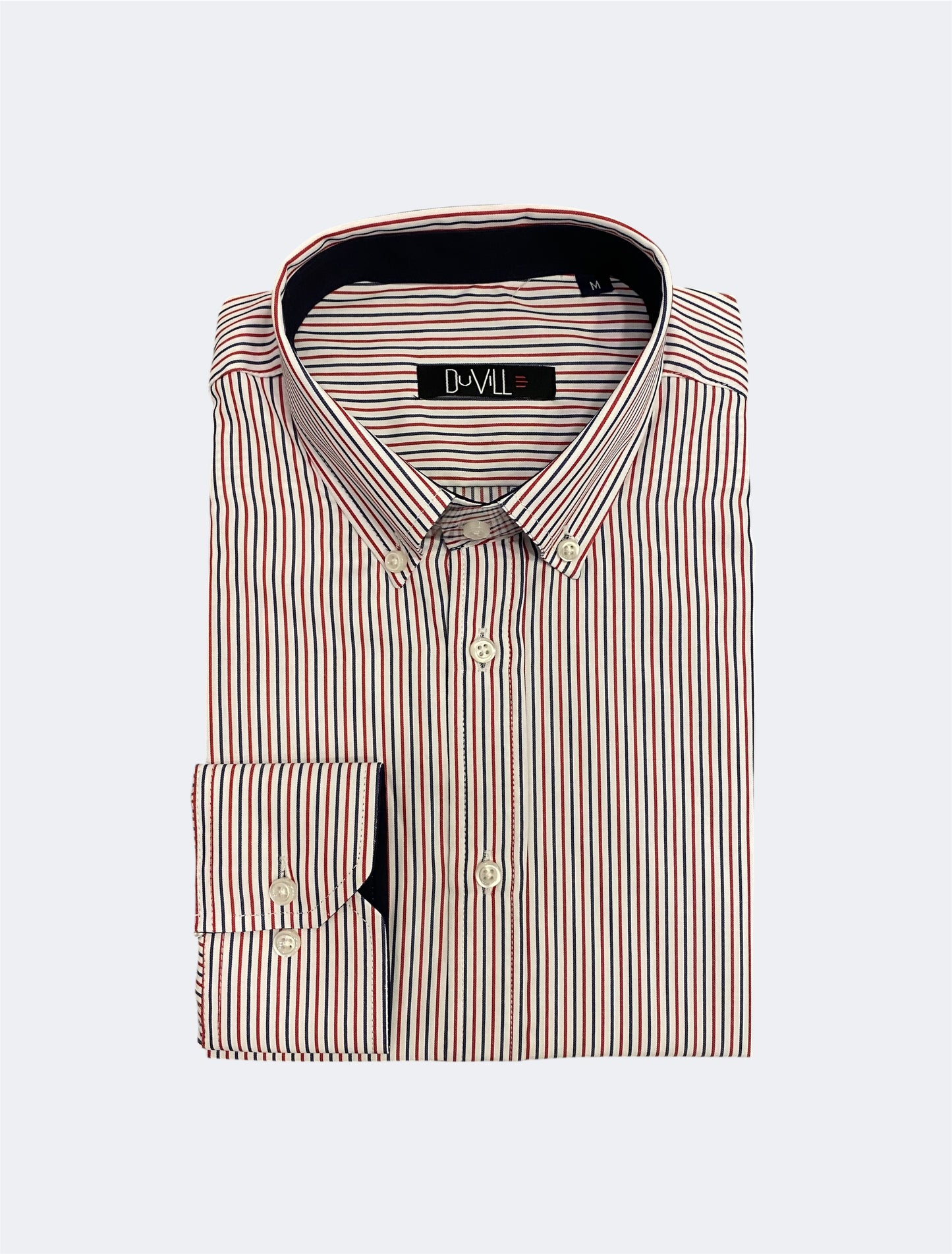 Camisa Regular Fit Risca Azul e Vermelho