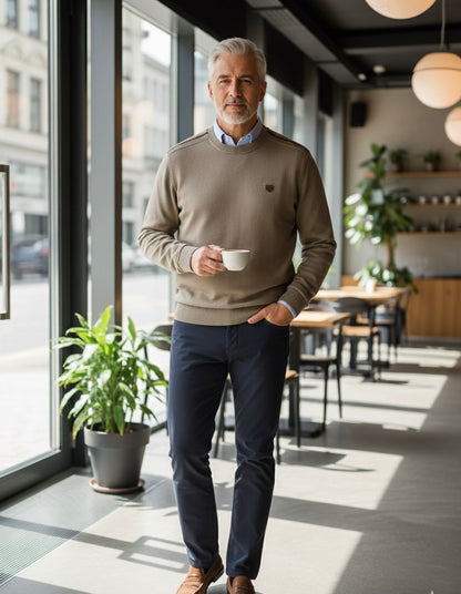 Camisola Gola Redonda Bege