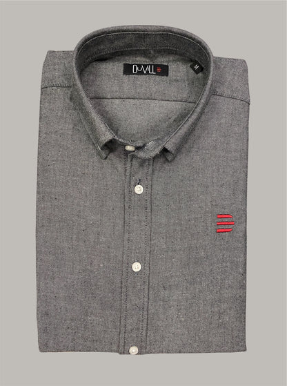 Camisa Slim Fit Cinza lisa