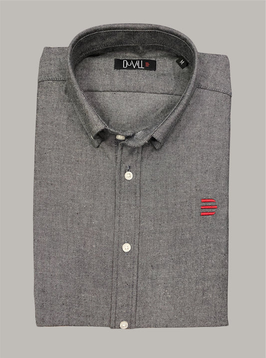 Camisa Slim Fit Cinza lisa