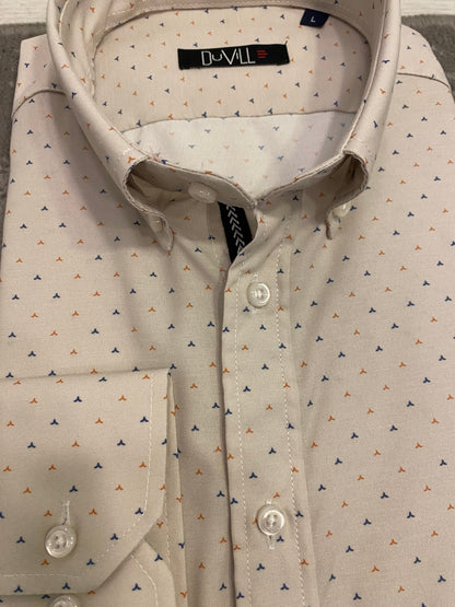 Camisa Slim Fit fantasia Bege