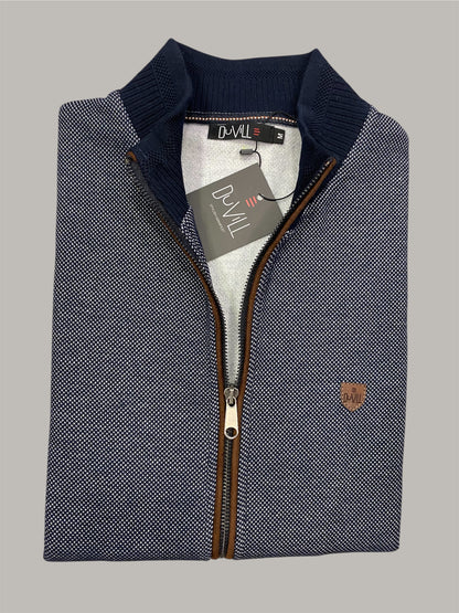 Casaco Fecho Azul Mescla Cardado